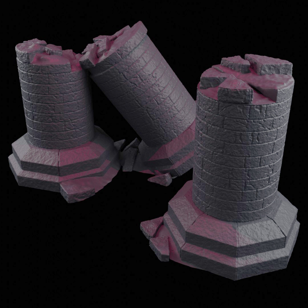 Ancient Stone Pillars Set