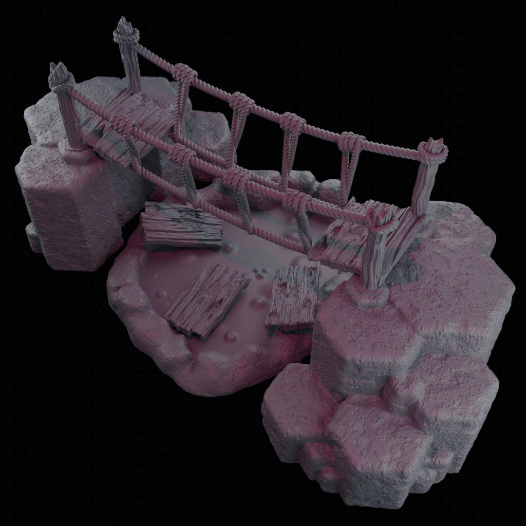 Rope Bridge Over Bubbling Lava