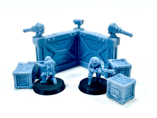 Defense Walls & Crates Set | Sci-fi Terrain
